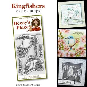 Beccy's Place Kingfishers clear stamps Huge Surprise For Sale