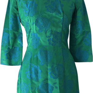 60s Iridescent Floral Satin Brocade Green Cheongsam Dress Get To Buy Sale Online