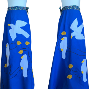 60s/70s Handmade Embroidered And Patch Bird Wrap Skirt Cheap Pice Wholesale