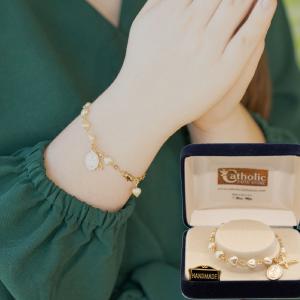 Heart Bracelet with Miraculous and Crucifix Charms Outlet Good Selling