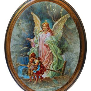 Guardian Angel 4x5 Oval Wood Plaque Free Shipping Cheap