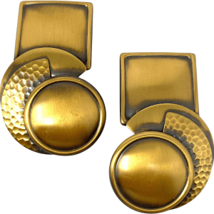 80s Bronze Clear Faceted Cabochon Geometric Earrings Amazon Sale Online