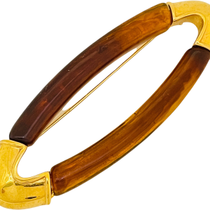 Vintage Gold Amber Lucite Modernist Brooch By Monet Cheap Fake