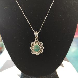 Turquoise Oval Floral Design Pendant High Quality For Sale