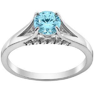 Silver Plated Simulated Blue Topaz and Clear Crystal Ring Outlet Find Great