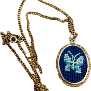Vintage Wool Needlepoint Butterfly Pendant 70s Retro Nicekicks Cheap Pice
