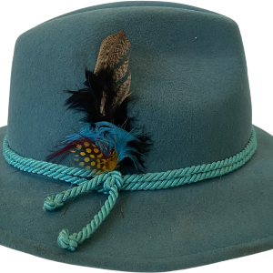 60s/70s Turquoise Fedora With Feathers By Lecie Cheap Browse