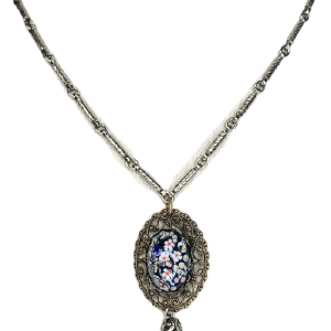 40's Blue Easter Egg Cabochon Tassel Pendant With Paypal Cheap Online