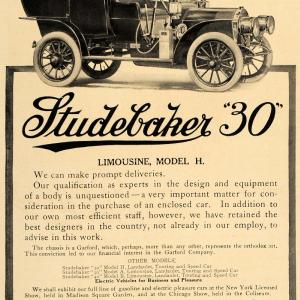 1907 Ad Limousine Model H Studebaker 30 Automobile Car - ORIGINAL CL9 Comfortable Cheap Online