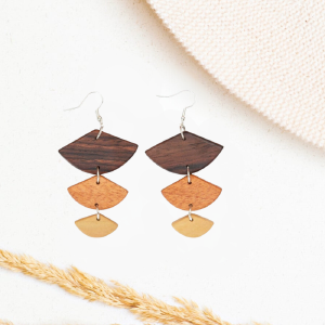 Golden Wood Geometric Earrings by Upavim Crafts Cheap Visa Payment