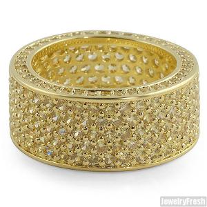 Gold Finish Canary Yellow Stones Full Lab CZ Ring Explore Cheap Pice