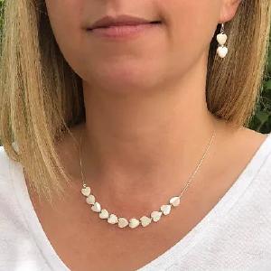Carrie Elspeth Shell Hearts Mother Of Pearl Links Necklace Free Shipping Cost