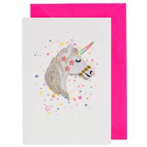 Unicorn Head Iron On Patch Greetings Card by Petra Boase Buy Cheap Visit New