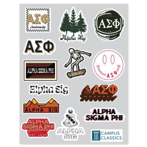 Alpha Sig Retro Sticker Sheet Sale Choice