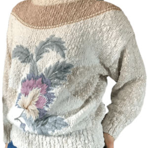 90s Quilted Floral Cream Sweater by Needles and Yarn Wholesale Pice Cheap Online