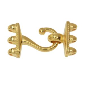 Cymbal Hook and Eye Clasps for GemDuo Beads, Mesaria III, 24k Gold Plated (1 Set) Top Quality Online