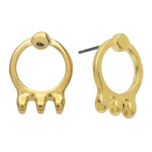 Cymbal Earring Posts for SuperDuo Beads, Farali III, 3-Hole 18x14mm, 24k Gold Plated (1 Pair) In China Sale Online
