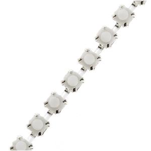 Czech Crystal Rhinestone Cup Chain, 18PP, Chalk White/Silver Plated, by the Foot Fast Delivery Online