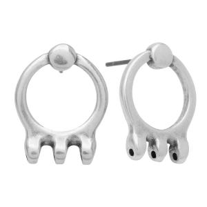 Cymbal Earring Posts for SuperDuo Beads, Farali III, 3-Hole 18x14mm, Antiqued Silver Plated (1 Pair) Cheap Wiki