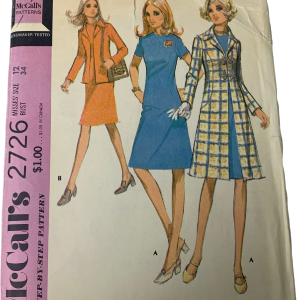 Vintage 70s 2726 Pattern Misses 10-18 Coat Jacket Dess Uncut by McCall's Geniue Stockist For Sale