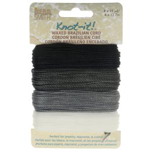 Knot-It Waxed Brazilian Cord, 2-Ply Polyester 0.7mm Thick, Four 15 Yard Bundles, Day And Night For Nice For Sale