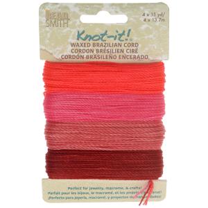 Knot-It Waxed Brazilian Cord, 2-Ply Polyester 0.7mm Thick, Four 15 Yard Bundles, Floral Vibes Cheap Brand New Unisex
