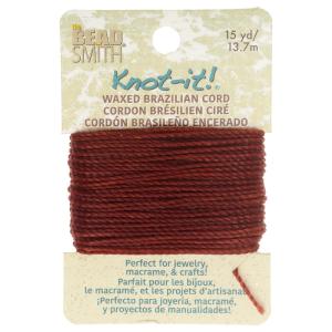Knot-It Waxed Brazilian Cord, 2-Ply Polyester 0.7mm Thick, Terracotta (15 Yards) Free Shipping Exclusive