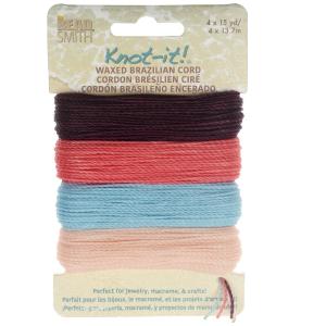 Knot-It Waxed Brazilian Cord, 2-Ply Polyester 0.7mm Thick, Four 15 Yard Bundles, Youthful Expressions Discount Low Pice