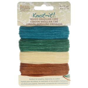 Knot-It Waxed Brazilian Cord, 2-Ply Polyester 0.7mm Thick, Four 15 Yard Bundles, Beach N' Sea Sale Latest