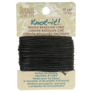 Knot-It Waxed Brazilian Cord, 2-Ply Polyester 0.7mm Thick, Dark Grey (15 Yards) Discount For Sale