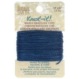 Knot-It Waxed Brazilian Cord, 2-Ply Polyester 0.7mm Thick, Deep Ocean (15 Yards) Visa Payment For Sale