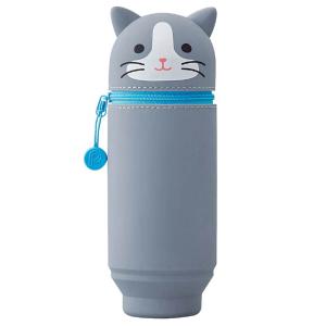 Big Grey Tuxedo Cat PuniLabo Stand Pen Case by Lihit Lab Pre Order For Sale