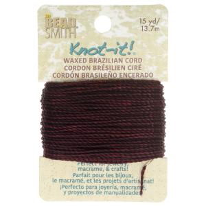 Knot-It Waxed Brazilian Cord, 2-Ply Polyester 0.7mm Thick, Burgundy (15 Yards) Shop For Online