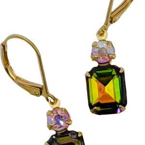 Vintage German Glass Vitrail Octagon Drops by Cosette Designs Sale Cheap Pices