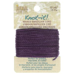 Knot-It Waxed Brazilian Cord, 2-Ply Polyester 0.7mm Thick, Amethyst (15 Yards) Nicekicks