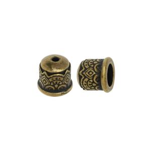 Cord End, Temple Dome 9mm, Fits 6mm Cord, Brass Oxide Finish, By TierraCast (2 Pieces) Buy Cheap New