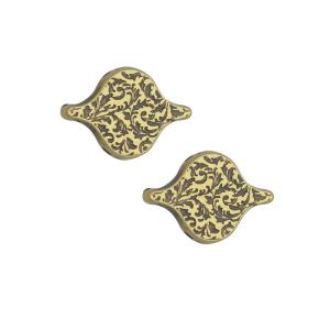 Cymbal Bead Connectors for PaisleyDuo Beads, Liotrivi, 10.5x15mm, Antiqued Brass Plated (2 Pieces) Free Shipping For Nice