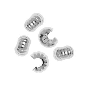 Crimp Bead Covers, Fluted Design 4mm, Silver Plated (50 Pieces) 100% Original