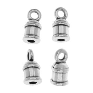 Cord End Cap with Loop, Fits up to 1.8mm Cord 9.5x5mm, Antiqued Silver Plated (4 Pieces) Cheap 100% Original