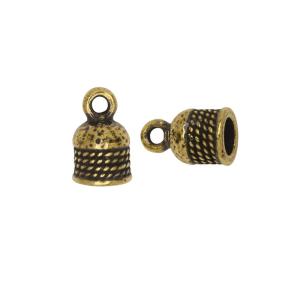 Cord End, Roped Dome 12.5mm, Fits 5mm Cord, Antiqued Gold, By TierraCast (2 Pieces) Purchase Cheap Pice