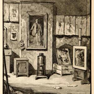 1881 Wood Engraving John LaFarge Studio Interior Artist Easel Painter Art XAHA6 Discount Pay With Visa