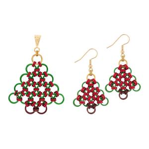 Jewelry Kit, Peace on Earth Christmas Tree Pendant & Earring Set by Weave Got Maille - Limited Edition Cheap Sale Big Sale