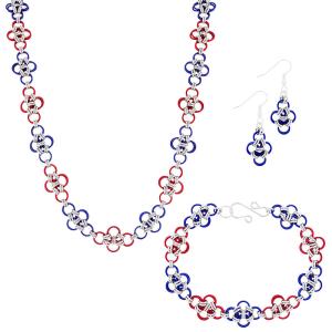 Jewelry Kit, Independence Japanese Cross Chain Maille - Bracelet, Necklace, Earring Trio Set - Limited Edition Popular Sale Online