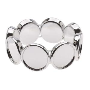 Silver Tone  Plastic Stretch Bezel Collage Bracelet 20mm Round - 7 Inches (1 pcs) Clearance Tumblr