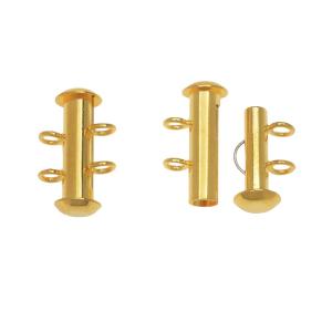 Slide Tube Clasps, 2-Strand with Vertical Loops 16.5x4mm, Gold Plated (4 Sets) Sale Wide Range Of