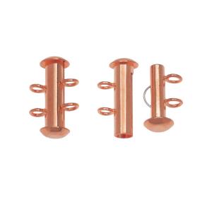 Slide Tube Clasps, 2-Strand with Vertical Loops 16.5x4mm, Copper Plated (4 Sets) Online Shop From China