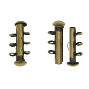 Slide Tube Clasps, 3-Strand with Vertical Loops 21.5x4mm, Antiqued Gold Plated (2 Sets) Sale Ebay
