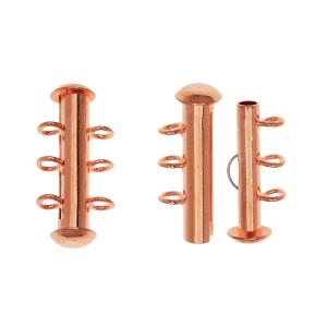Slide Tube Clasps, 3-Strand with Vertical Loops 21.5x4mm, Copper Plated (2 Sets) Fashionable Online