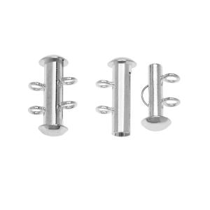 Slide Tube Clasps, 2-Strand with Vertical Loops 16.5x4mm, Silver Plated (4 Sets) Cheap Sale Really