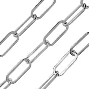 Silver Tone Paperclip Cable Chain, Flat Elongated Circle 16x6.5mm,By the Foot Cheap Store